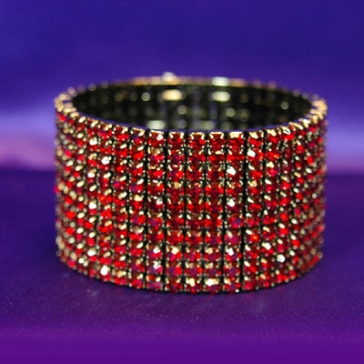 10 Row Dark Red Rhinestone Choker Bracelet Set  