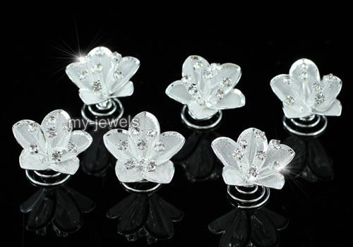 pcs X Bridal Wedding Crystal Flower Hair Twists P1142  