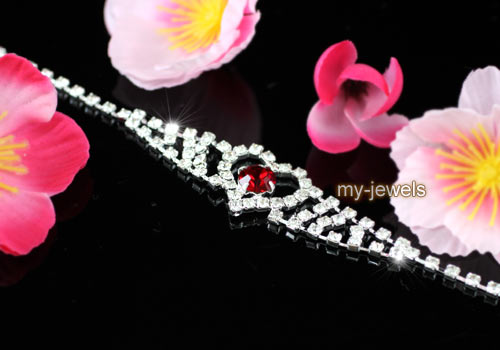 Red Crystal Heart Necklace Bracelet Ring Earrings S1032  